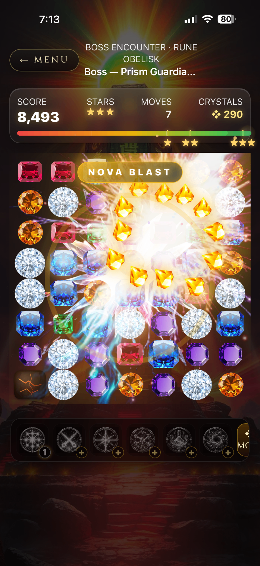 Nova Blast detonating on a boss board — live capture